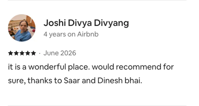 Five-star review by Joshi Divya Divyang: a wonderful place, would recommend for sure